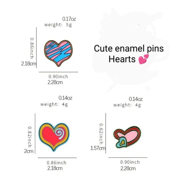 3 enamel pins Hearts plus gift box. - Picture 4 of 4